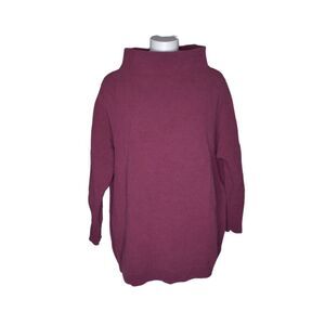 Free People Slouchy Tunic Sweater/Sweatshirt Burgundy Turtleneck Womens Small